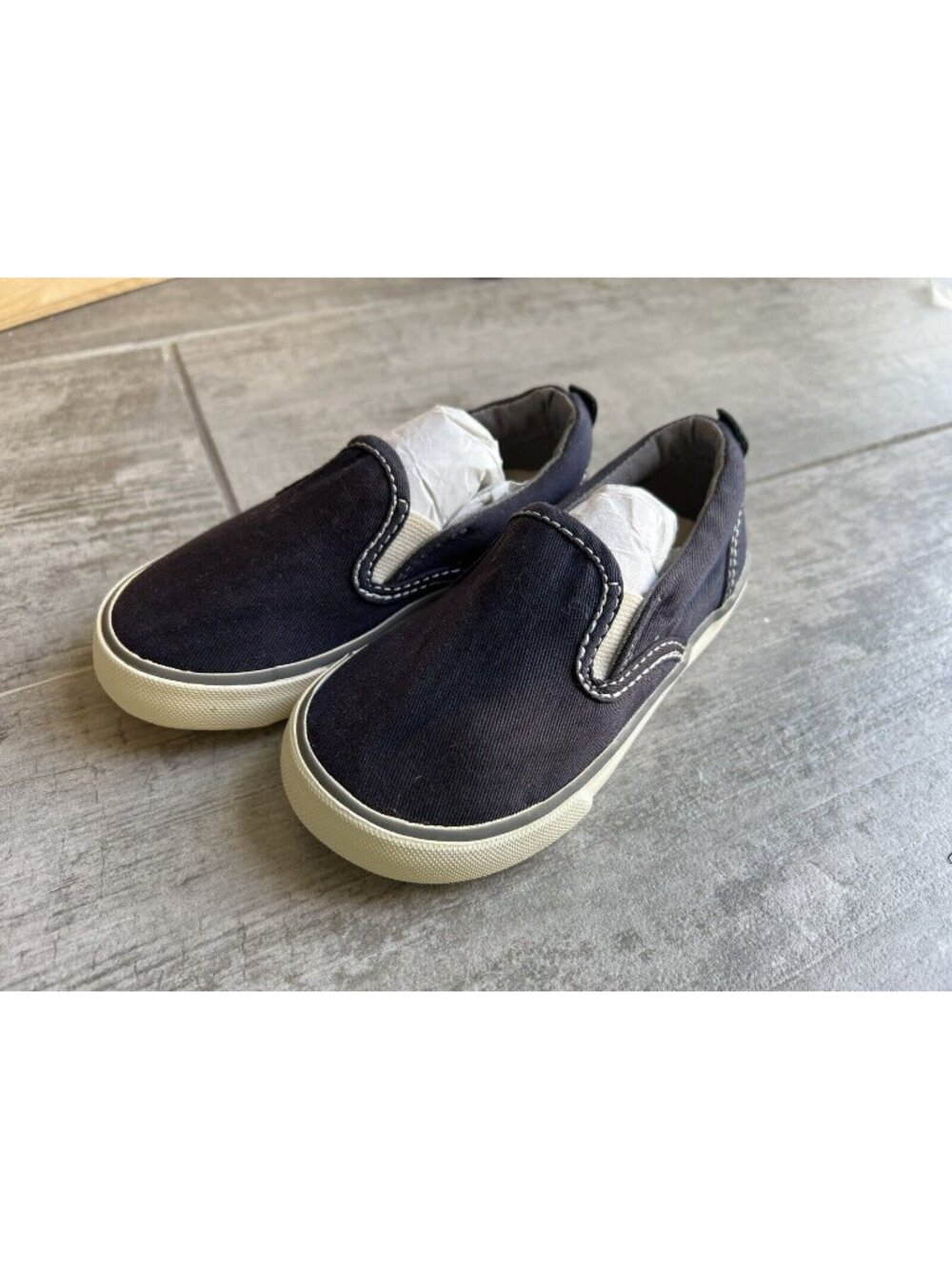 Gap Baby Toddler Little Boy Casual Sneakers Shoes Navy Canvas Slip on Everyday 7